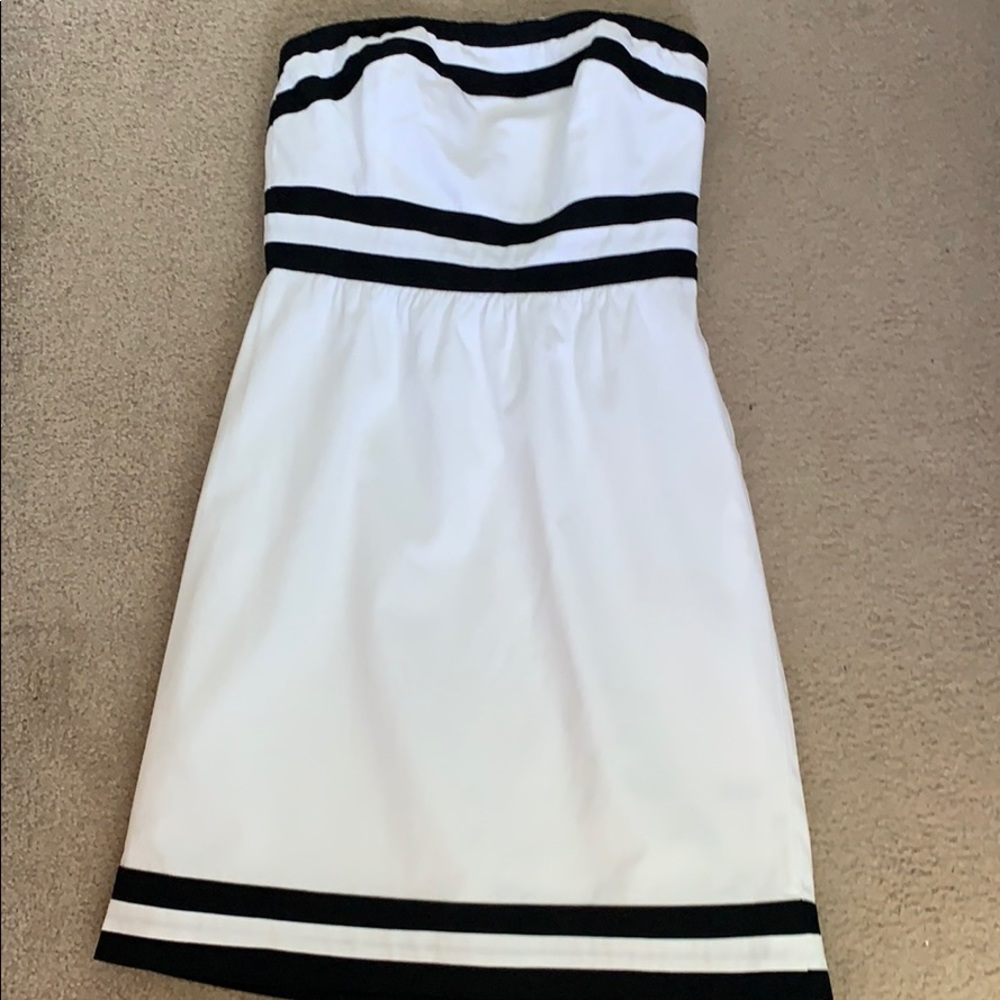 Black and white strapless sundress